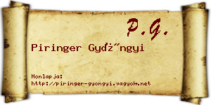 Piringer Gyöngyi névjegykártya